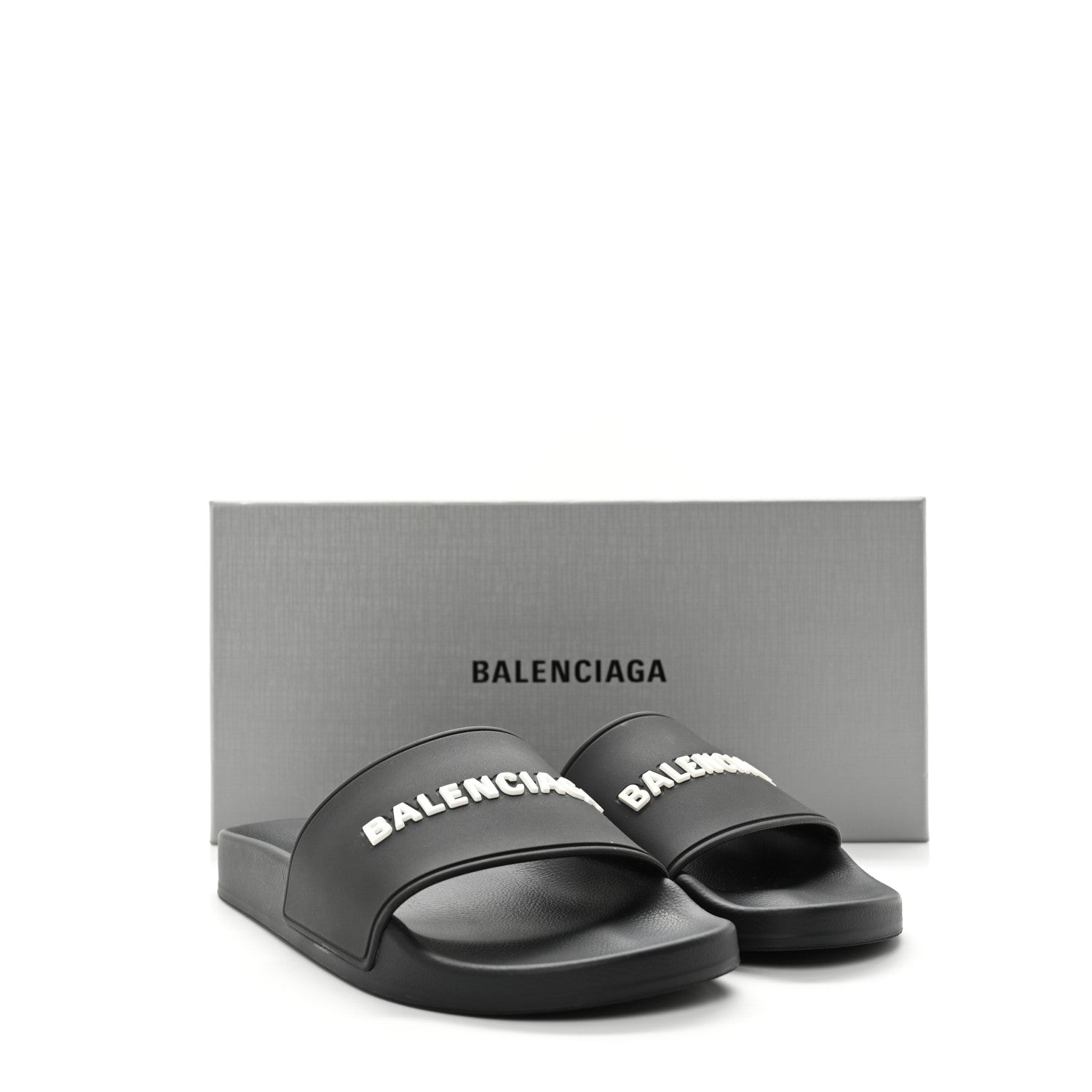 Balenciaga Rubber Womens Logo Pool Slide Sandals 38 Black 9 of 9