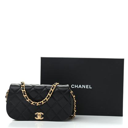 Chanel Calfskin Quilted Coco Mail Clutch With Chain Black 12 of 12