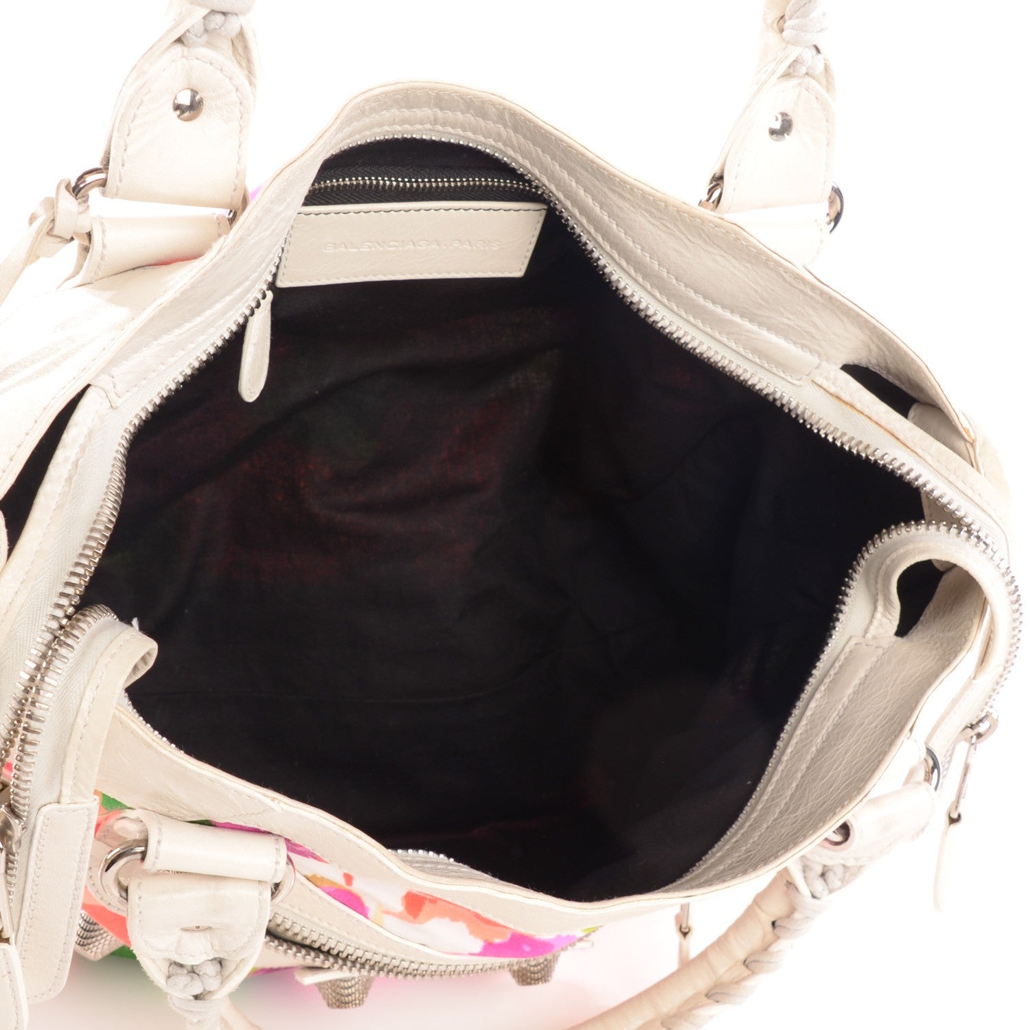 Balenciaga Agneau Canvas Floral Giant 21 Silver Hardware City White 5 of 12