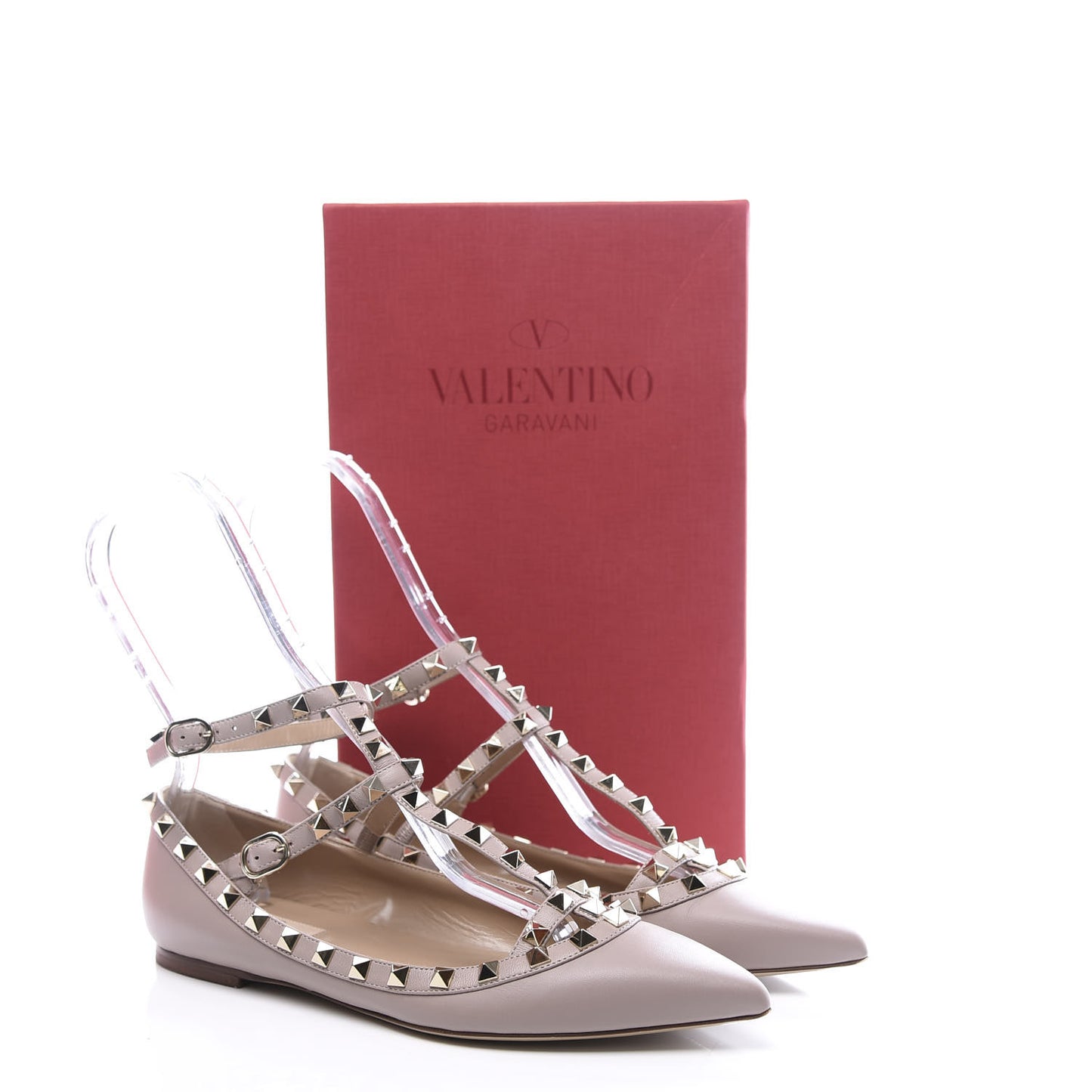 Nappa Rockstud Cage Ballerina Flats 39 Poudre