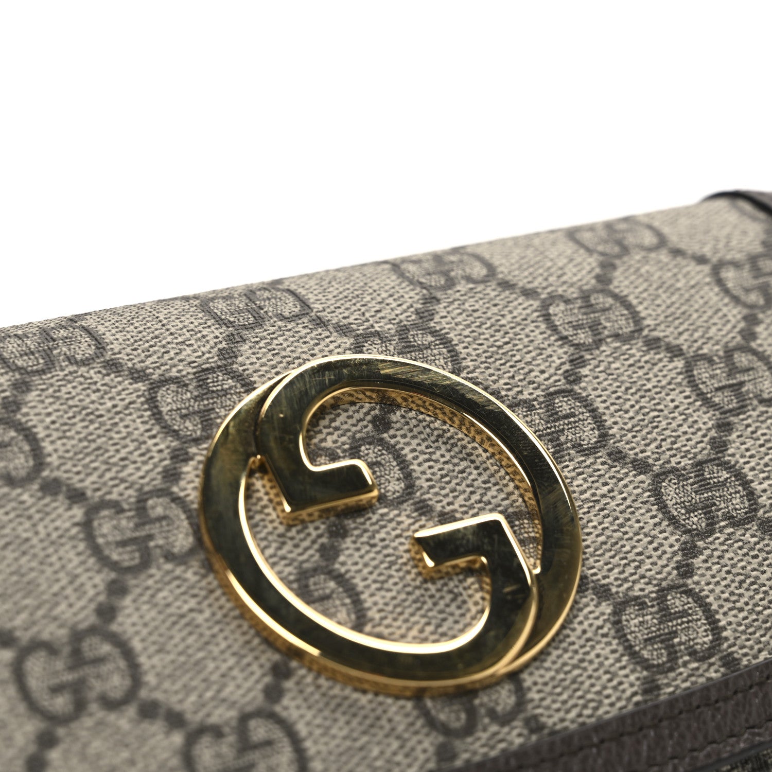 Gucci GG Supreme Monogram Textured Dollar Calfskin Blondie Continental Chain Wallet Beige Ebony New Acero 11 of 11
