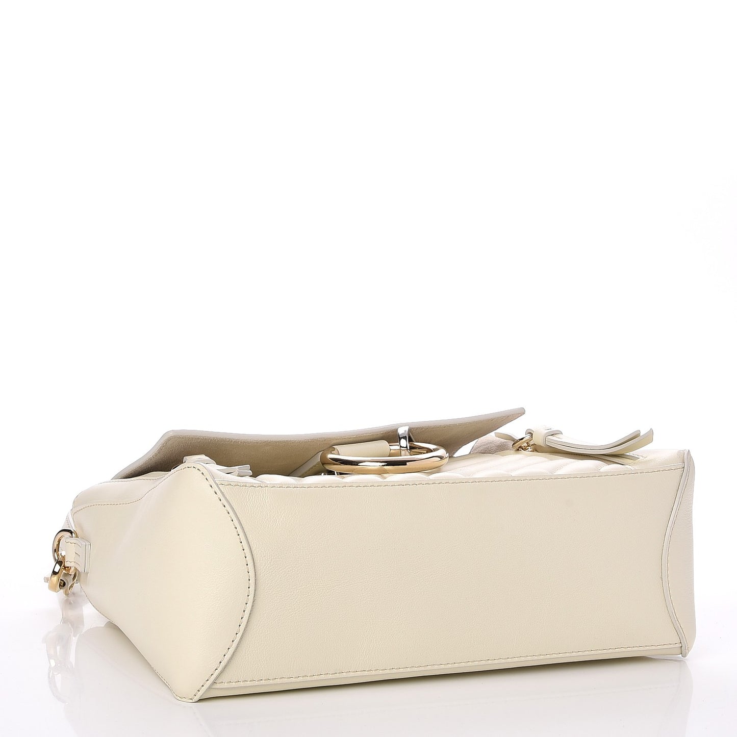 Smooth Calfskin Quilted Small Faye Day Shoulder Bag Natural White
