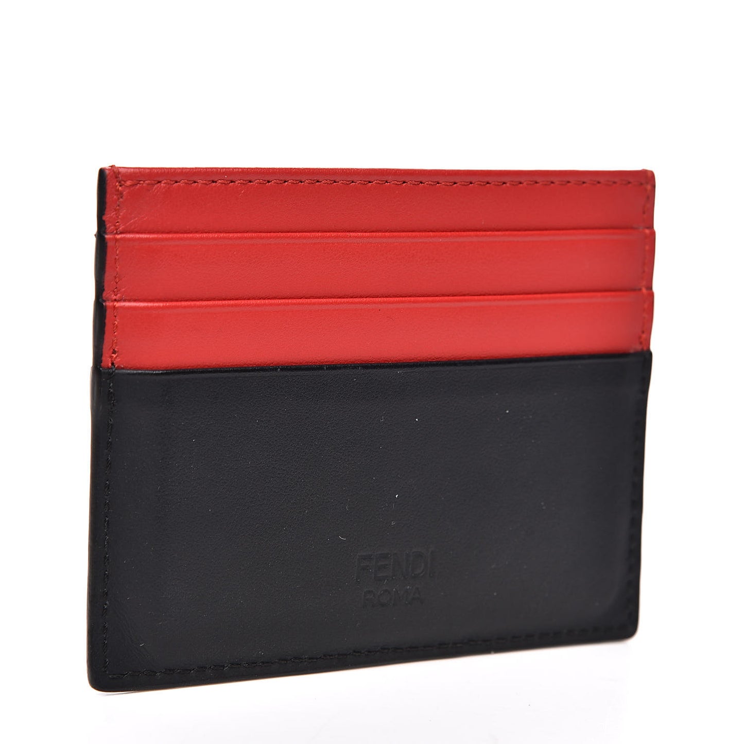 Vitello Century Monster Eyes Inlay Card Holder Black Giallo Rosso