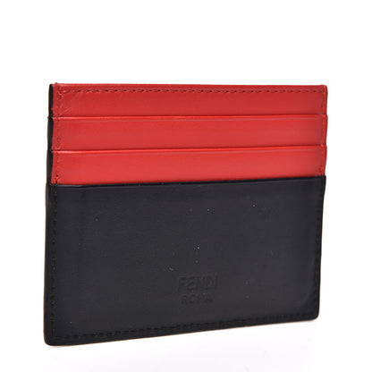 Fendi Vitello Century Monster Eyes Inlay Card Holder Black Giallo Rosso 3 of 9
