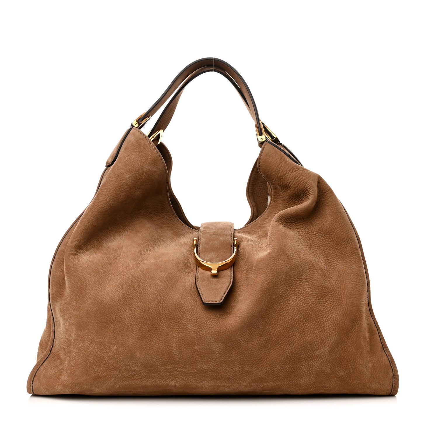 Nubuck Large Soft Stirrup Shoulder Bag Light Brown