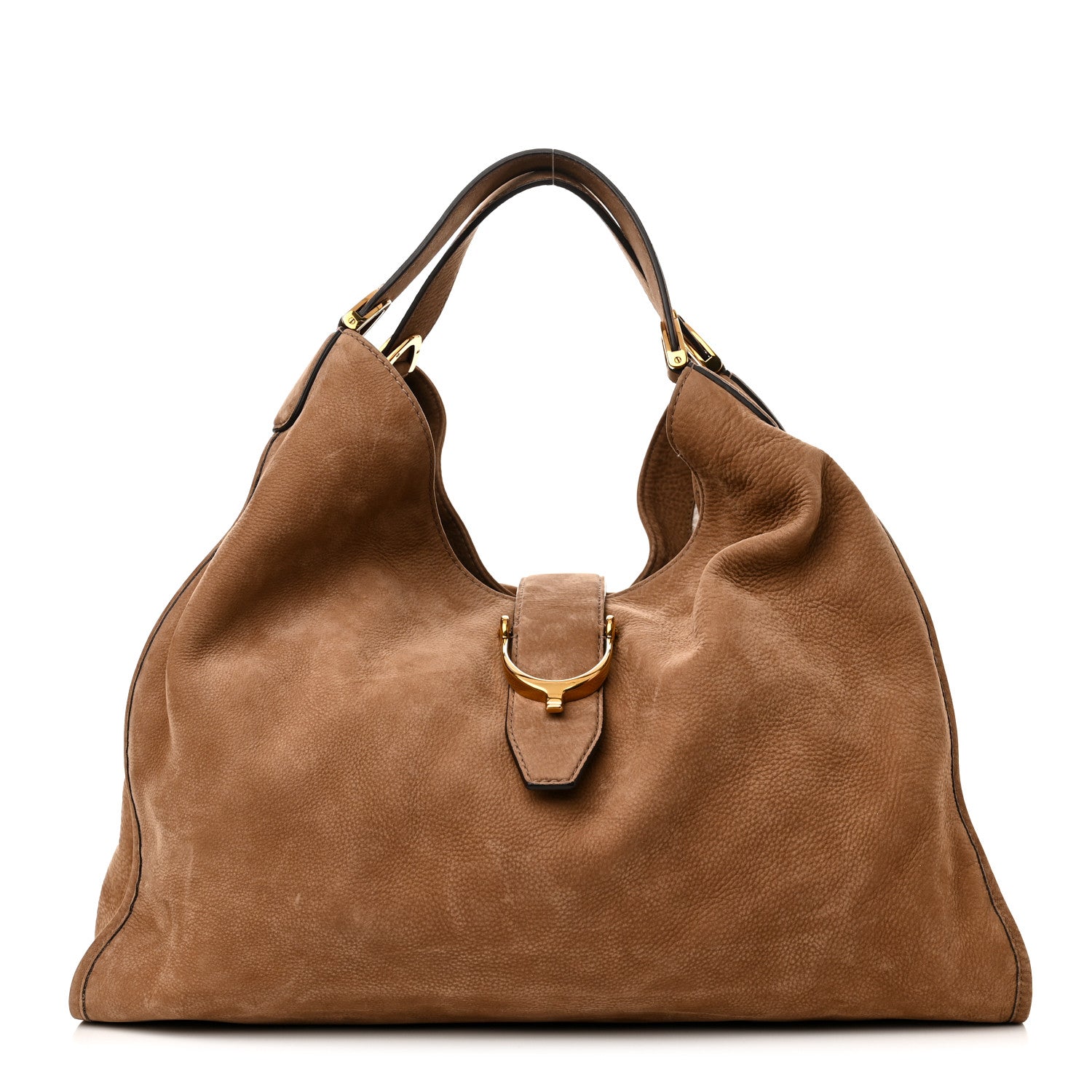 Gucci Nubuck Large Soft Stirrup Shoulder Bag Light Brown 1 of 10