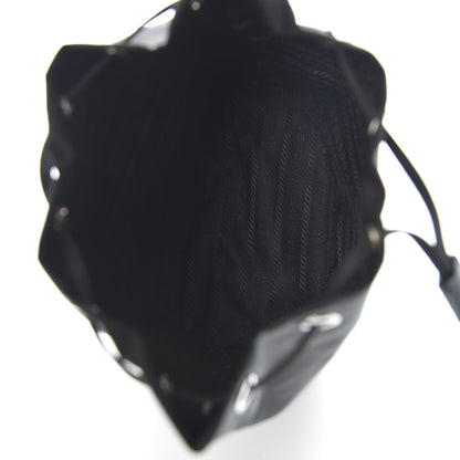 Prada Saffiano Tessuto Nylon Vela Lettering Bucket Wristlet Black 4 of 9