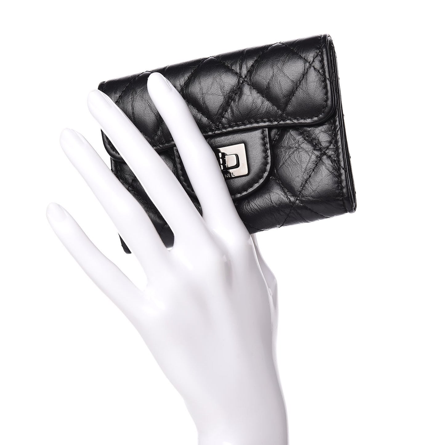 Aged Calfskin Quilted Reissue Flap Card Holder Wallet So Black