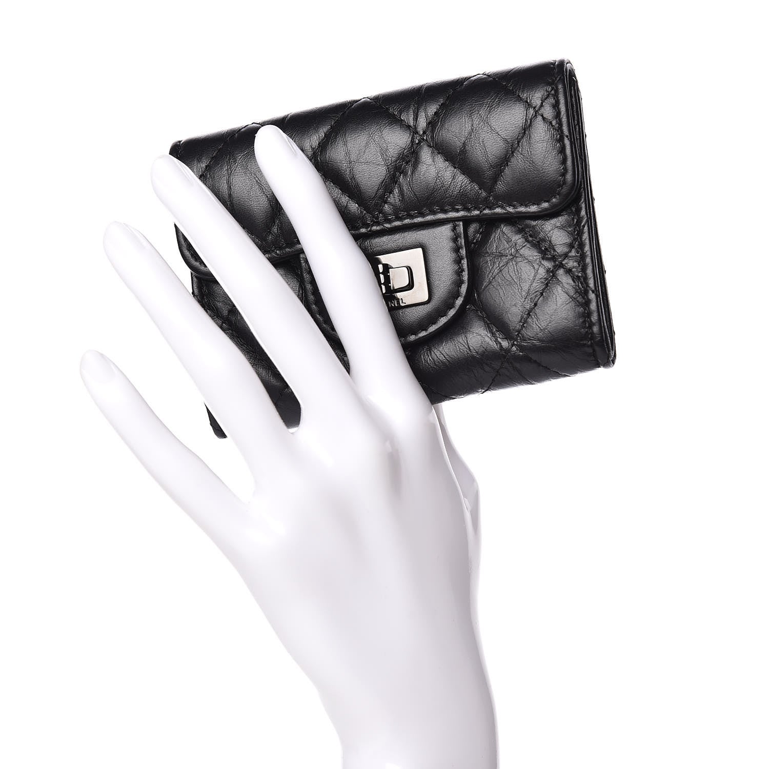Chanel Aged Calfskin Quilted Reissue Flap Card Holder Wallet So Black 2 of 11