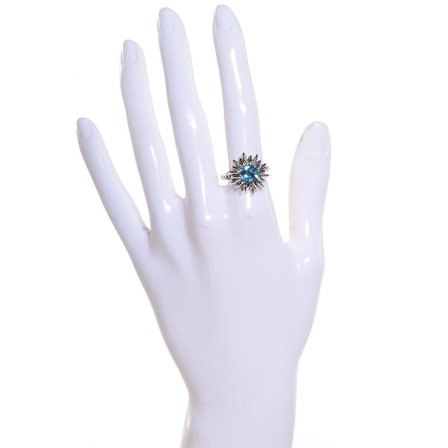 Sterling Silver Blue Topaz Starburst Ring 54 6.75