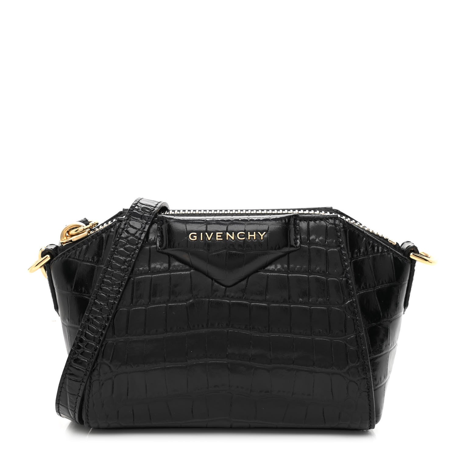 Givenchy Calfskin Crocodile Embossed Nano Antigona Black 1 of 9
