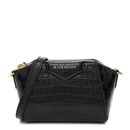 Givenchy Calfskin Crocodile Embossed Nano Antigona Black 1 of 9