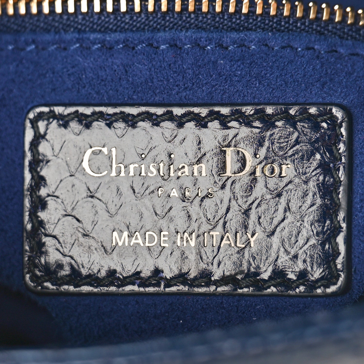 Christian Dior Metallic Snakeskin Mini Lady Dior Dark Blue 6 of 8