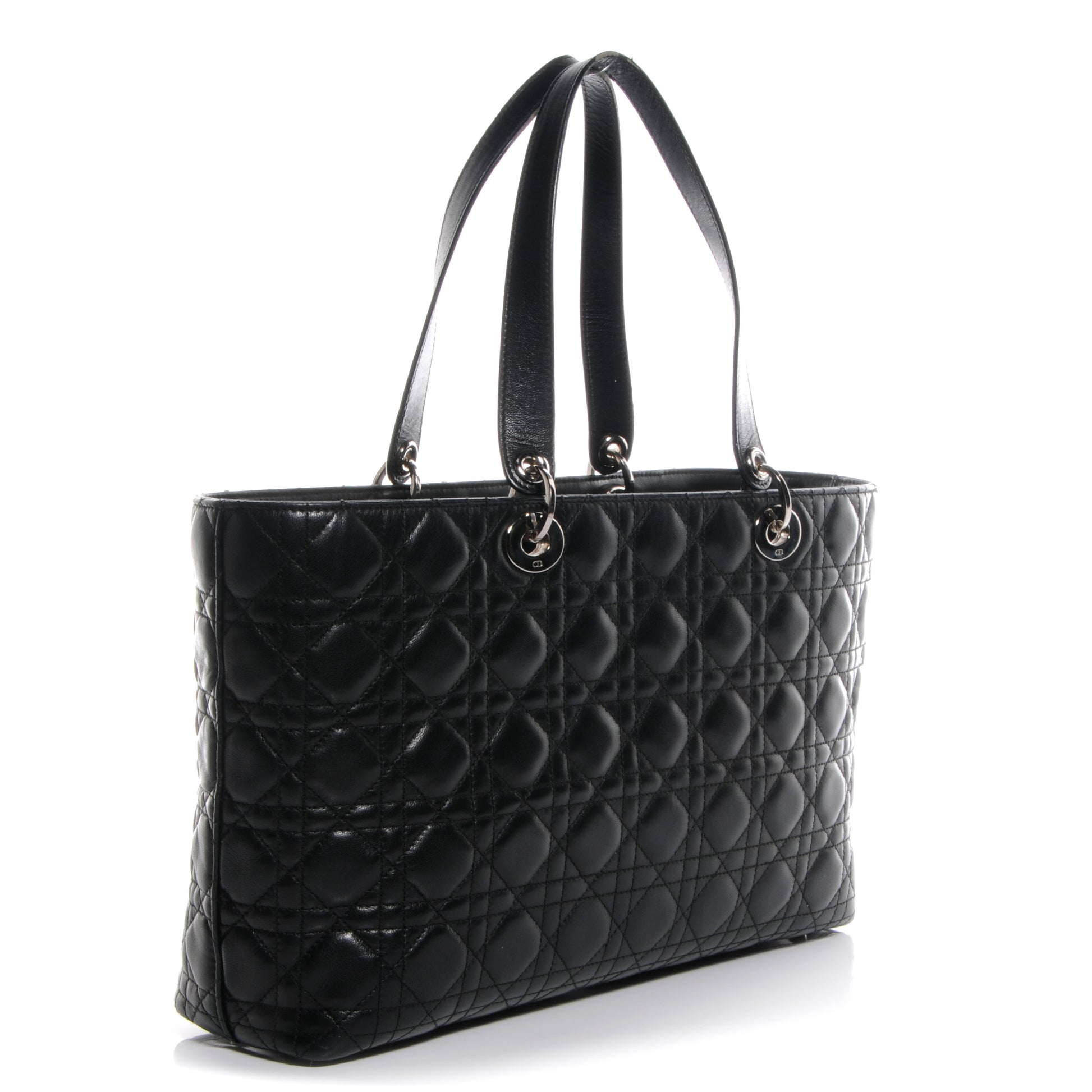 Christian Dior Lambskin Cannage Large Lady Dior Shopper Tote Black 3 of 8