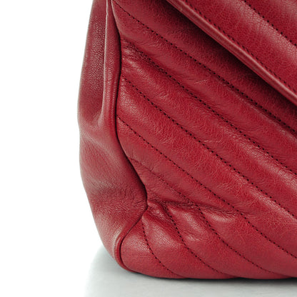 Saint Laurent Sheepskin Matelasse Chevron Large Monogram Satchel Red 12 of 12