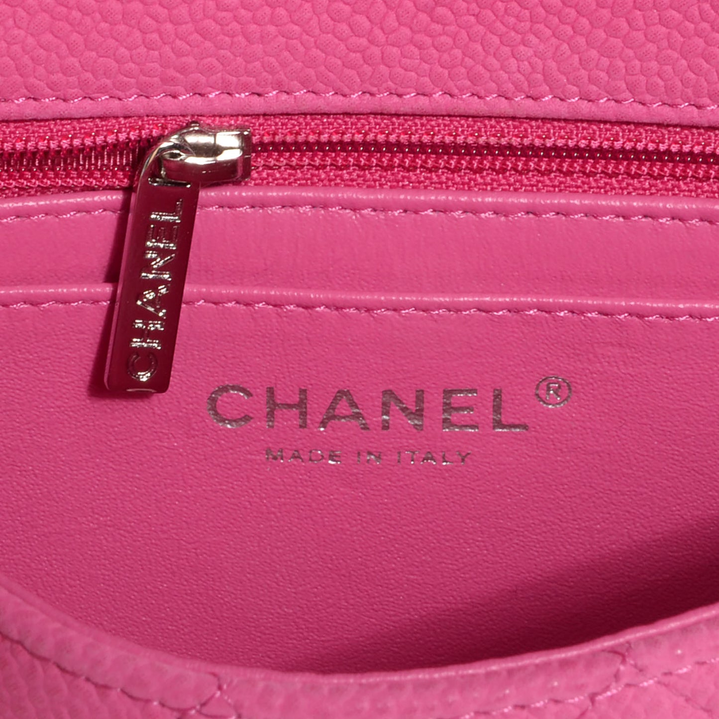 Iridescent Caviar Quilted Mini Flap Pink