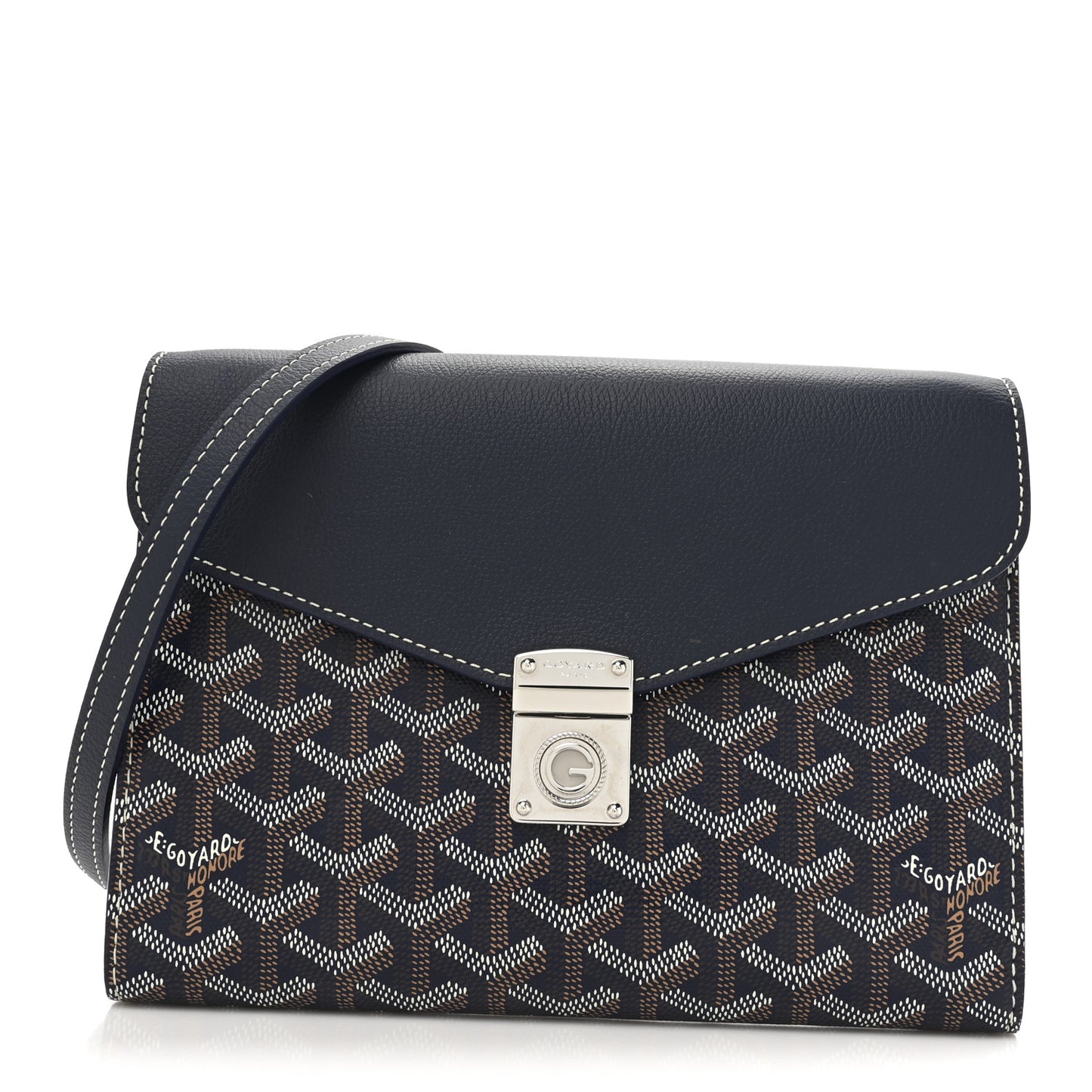 Goyardine Calfskin Chypre Wallet Pouch Navy