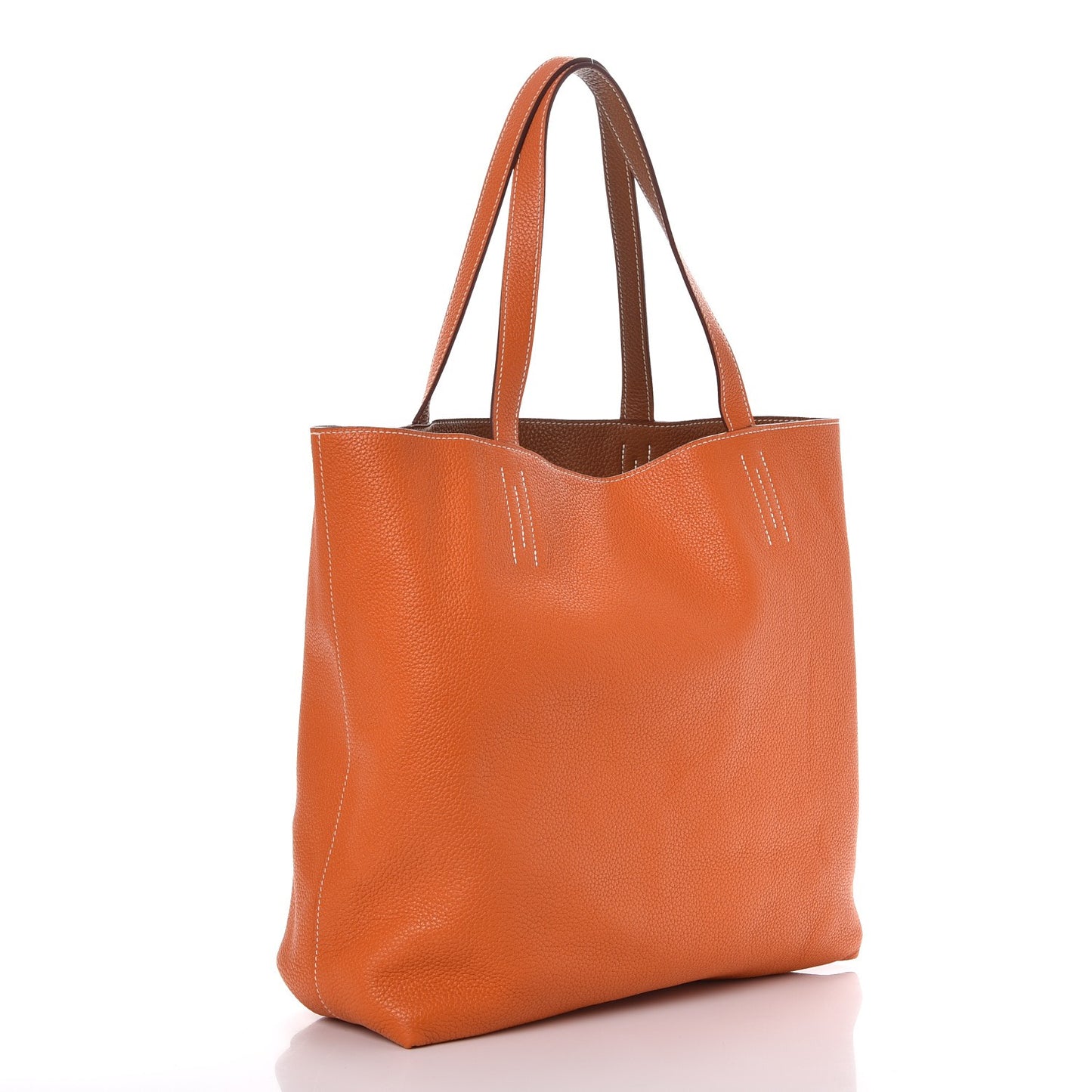 Taurillon Clemence Double Sens 36 Reversible Tote Orange Gold