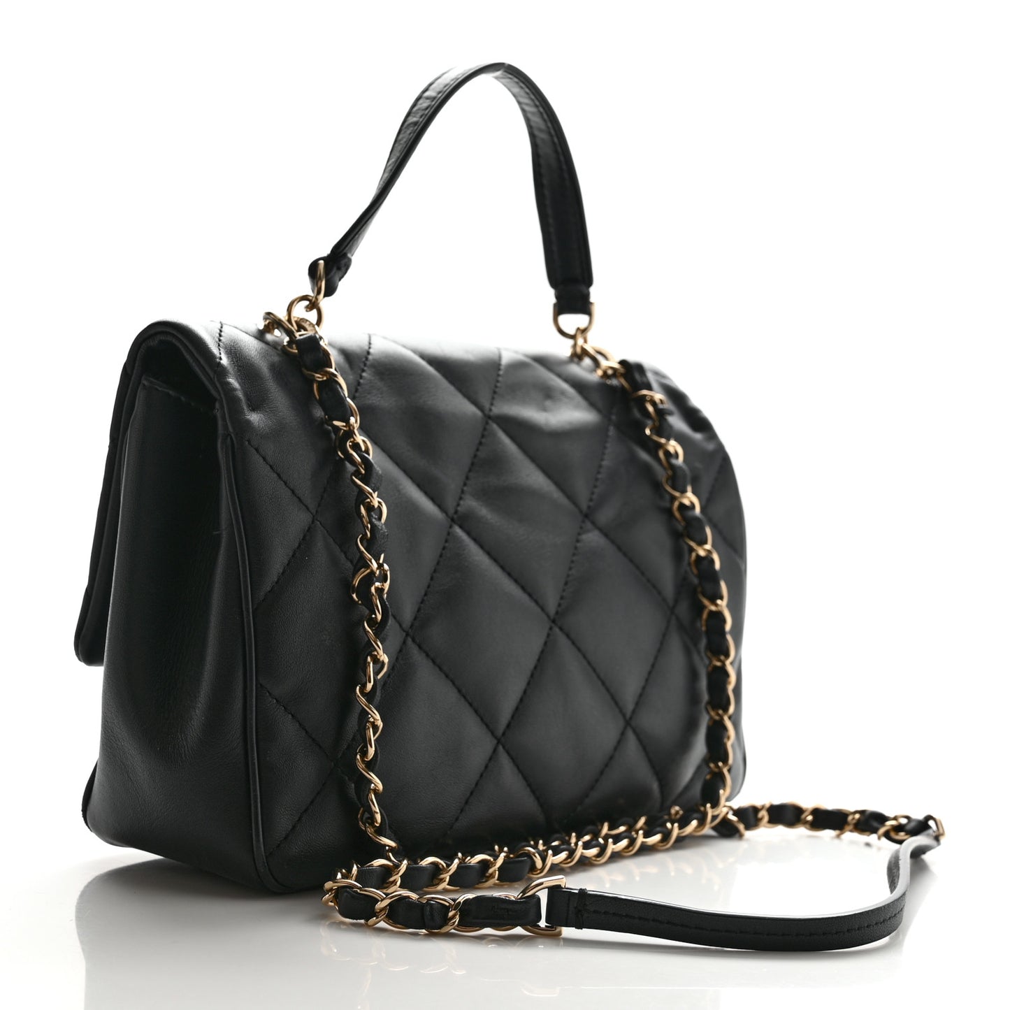 Lambskin Quilted Easy Carry Flap Navy