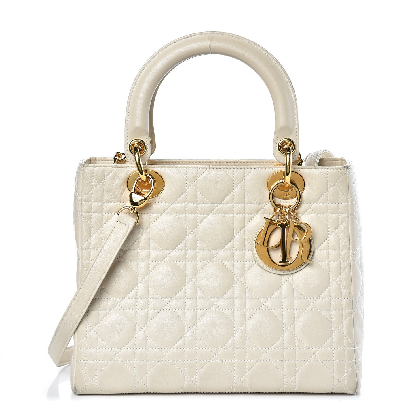 Lambskin Cannage Medium Lady Dior White