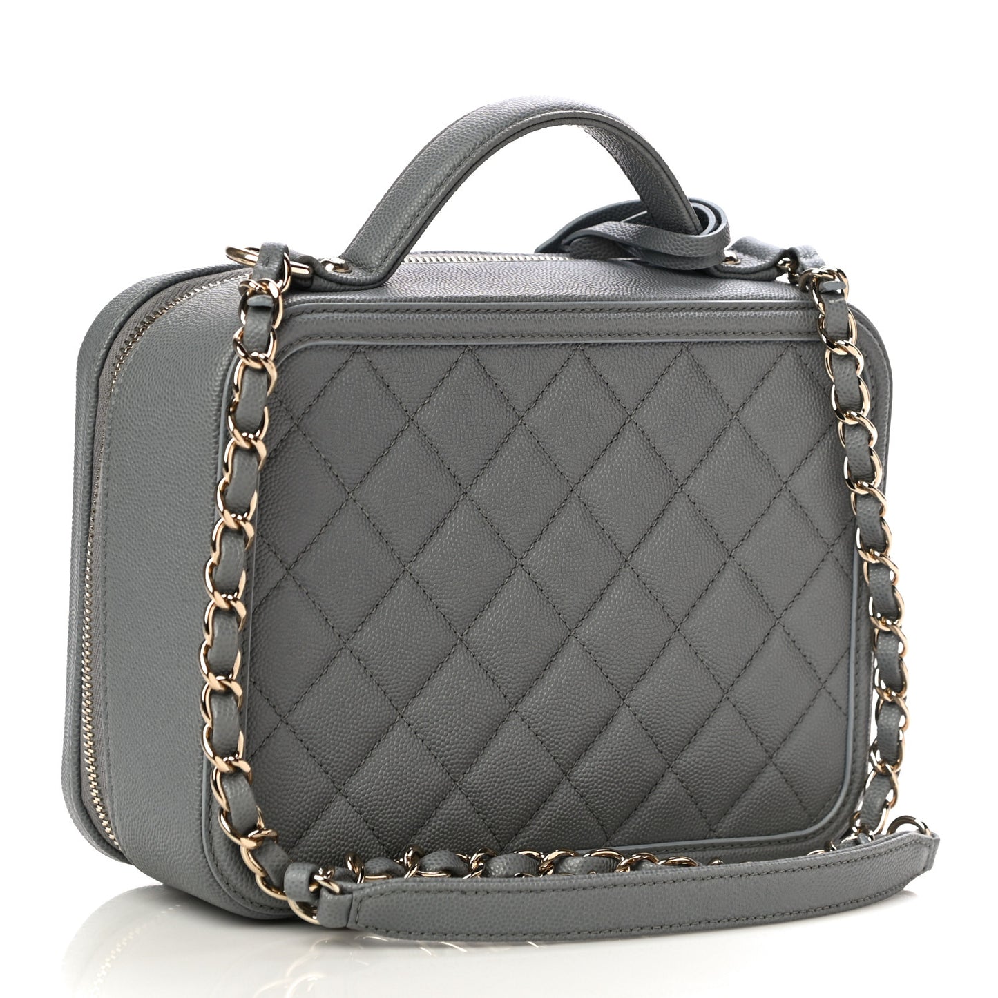 Caviar Quilted Medium CC Filigree Vanity Case Grey