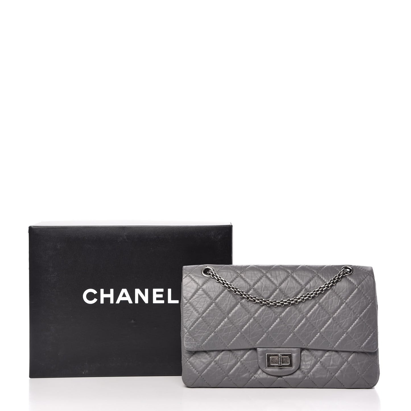 Aged Calfskin Quilted 2.55 Reissue 227 Flap Grey