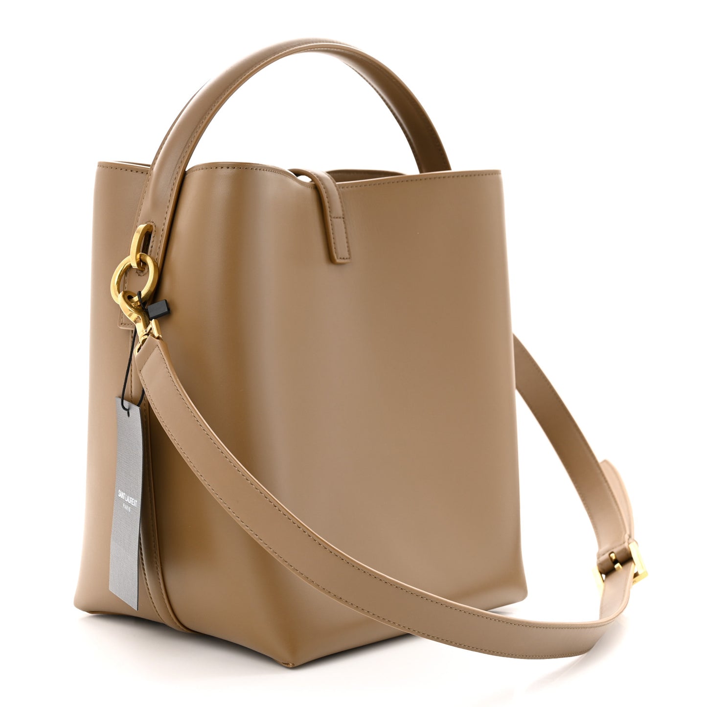 Shiny Calfskin Le 37 Bucket Bag Dark Cork