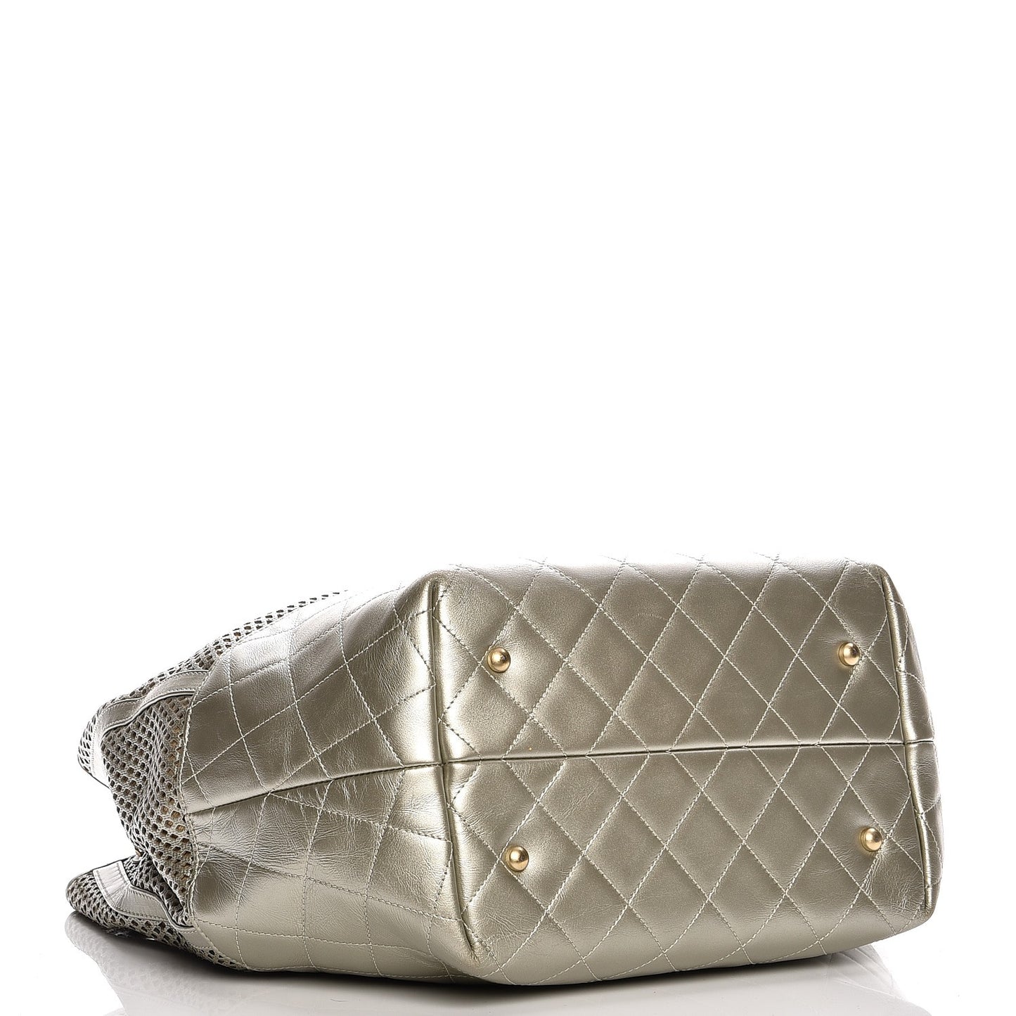 Calfskin Perforated Up In The Air North South Tote Gold