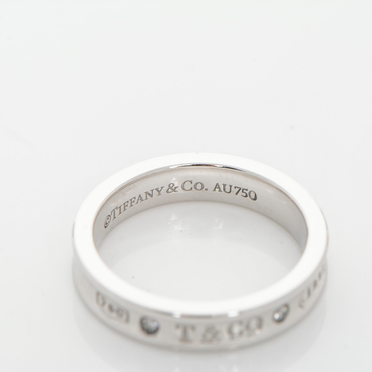 Tiffany 18K White Gold Diamond Narrow 1837 Ring 6 4 of 5