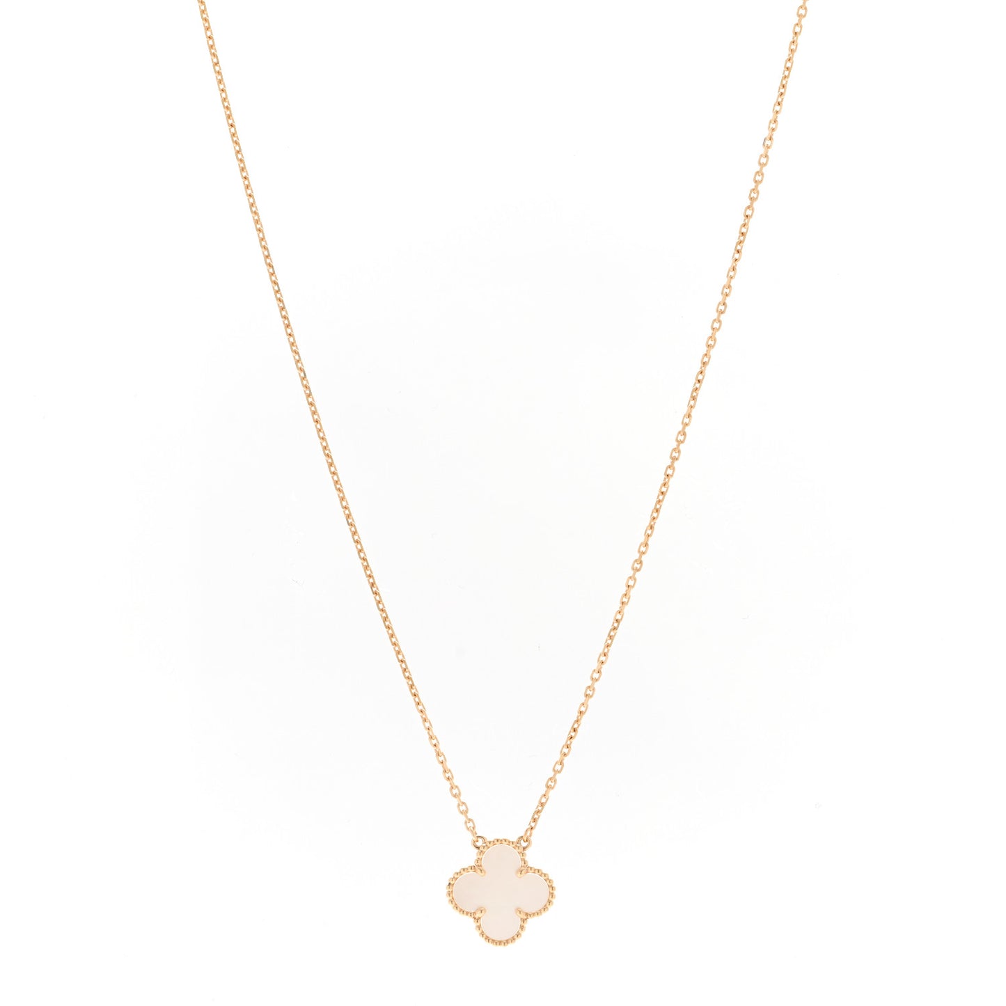 18K Yellow Gold Mother of Pearl Vintage Alhambra Pendant Necklace