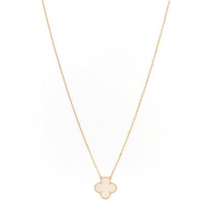Van Cleef & Arpels 18K Yellow Gold Mother of Pearl Vintage Alhambra Pendant Necklace 1 of 6