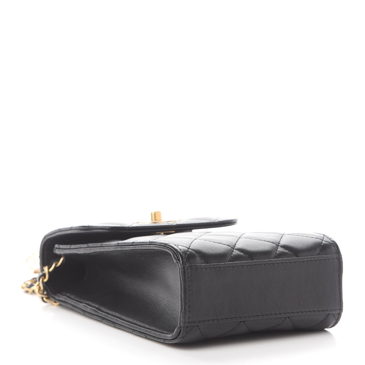 Chanel Lambskin Quilted Pearl Crown Phone Holder Black 4 of 10
