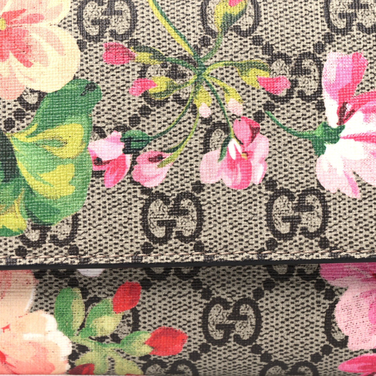 GG Supreme Monogram Blooms Continental Wallet Beige Multicolor Dry Rose