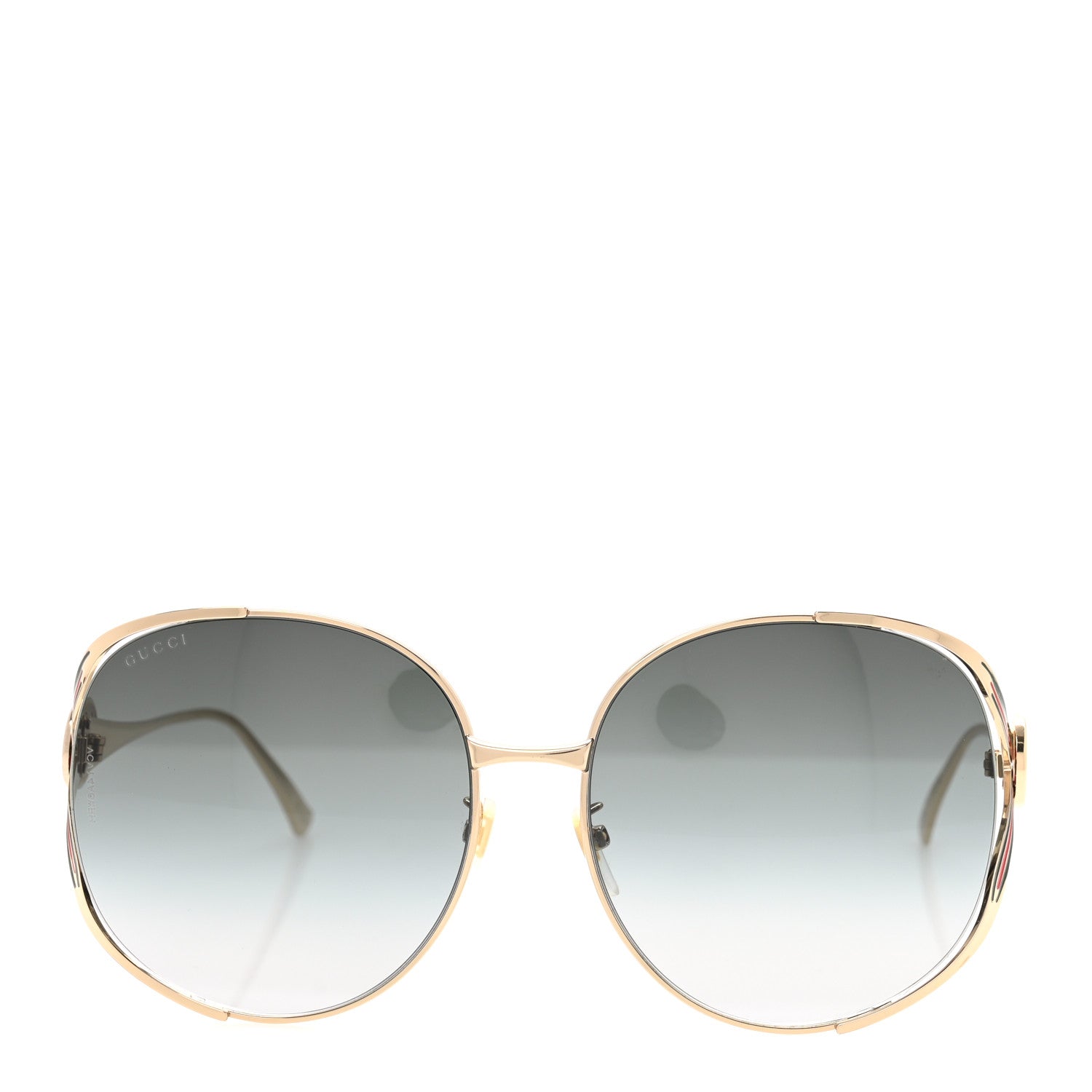 Gucci Metal Oversized Round Frame GG0225S Sunglasses Gold 2 of 8
