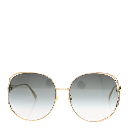 Gucci Metal Oversized Round Frame GG0225S Sunglasses Gold 2 of 8