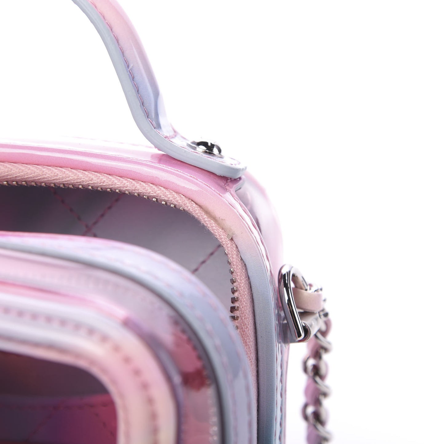 PVC Patent Calfskin Patent Lambskin Vertical Vanity Case Pink