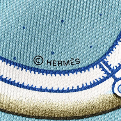 Hermes Silk Harnais De Timon Scarf 90 Bleu Glacier Bordeaux 3 of 5