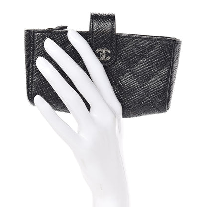 Chanel Glittered Calfskin Quilted Mini Phone Holder Clutch Black 2 of 8