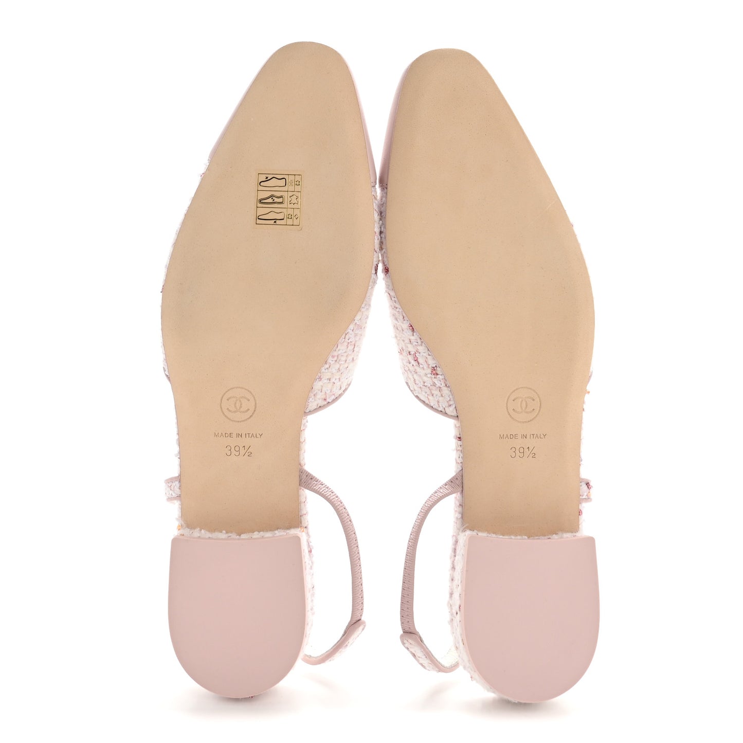 Metallic Tweed Lambskin Sequin Cap Toe Slingback Flats 39.5 Pink