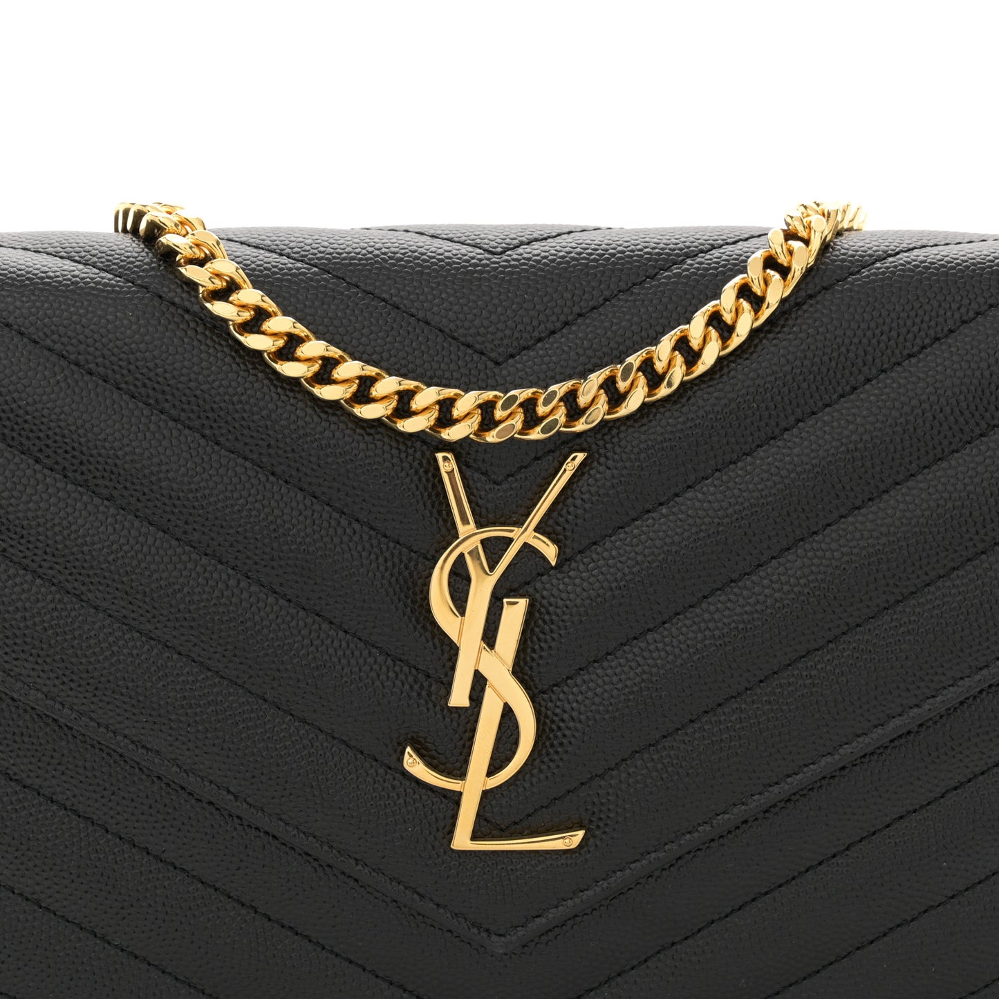 Grain De Poudre Matelasse Chevron Monogram Chain Wallet Black