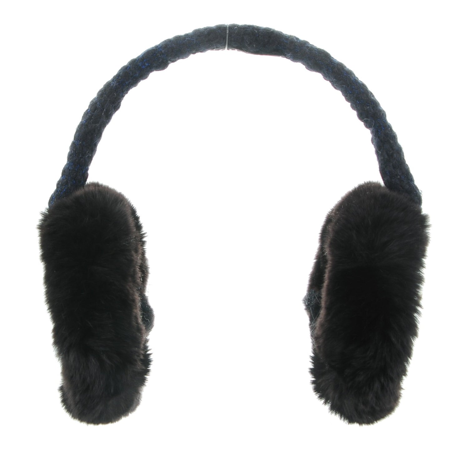 Rabbit Fur Tweed CC Earmuffs Blue Black