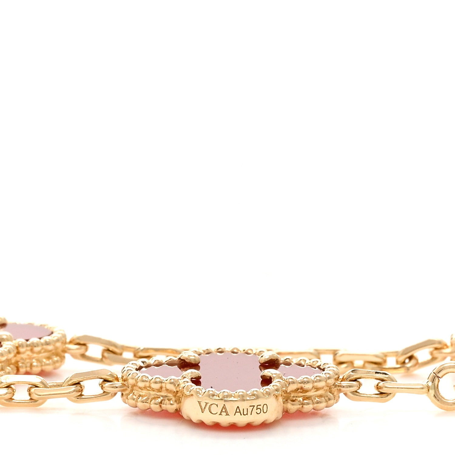 Van Cleef & Arpels 18K Yellow Gold Carnelian 10 Motifs Vintage Alhambra Necklace 6 of 6