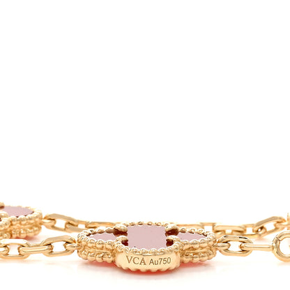 Van Cleef & Arpels 18K Yellow Gold Carnelian 10 Motifs Vintage Alhambra Necklace 6 of 6