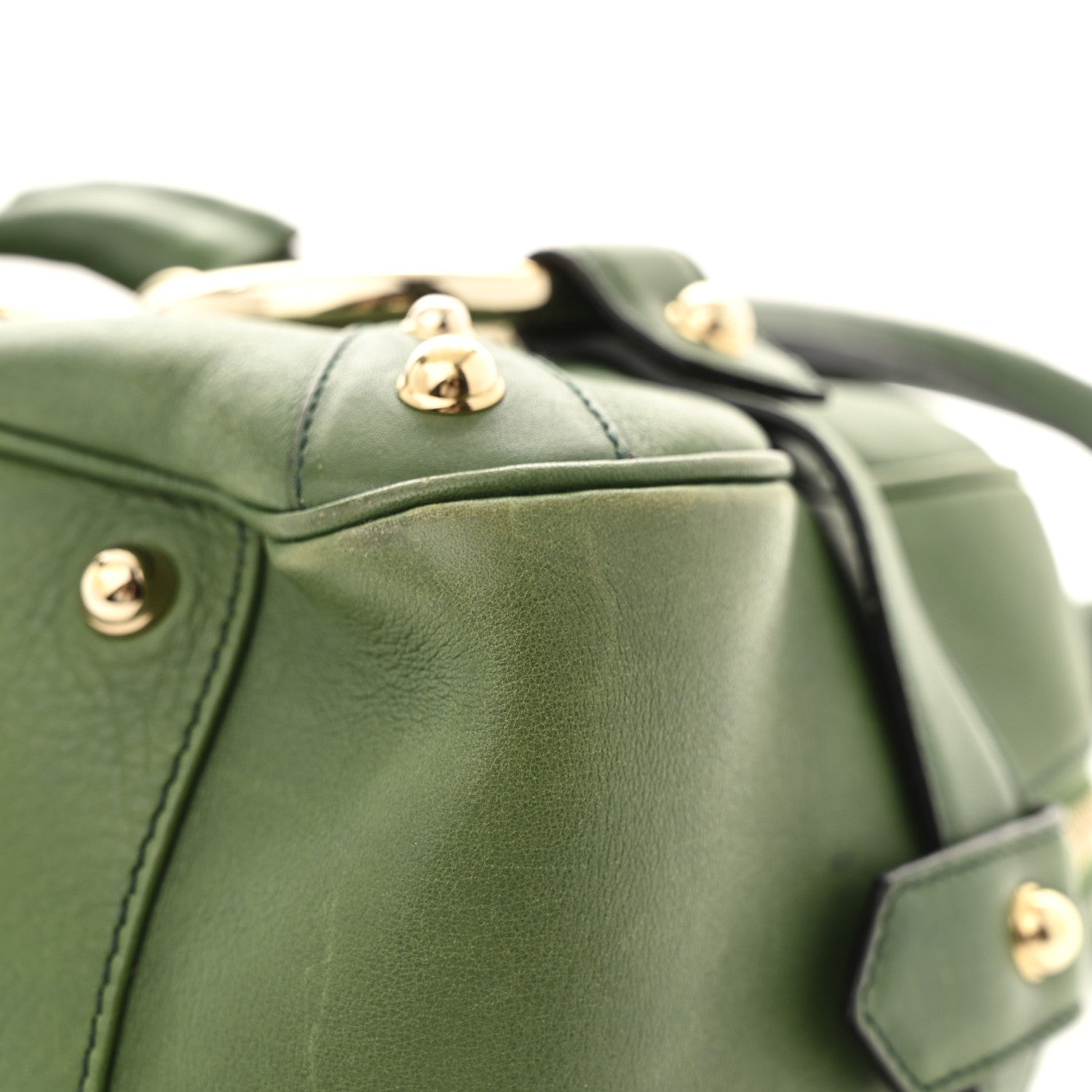 Gucci Calfskin Large Horsebit Chain Satchel Green 11 of 15