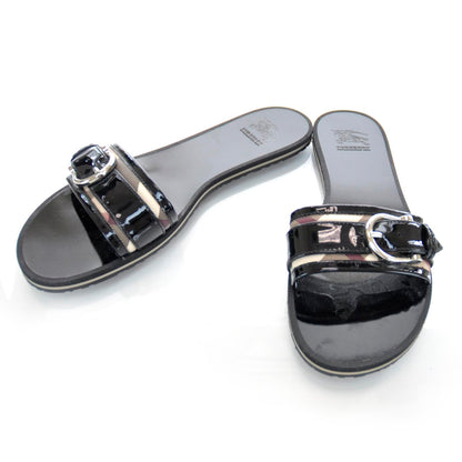 Burberry Patent Nova Check Sandals 39 1 of 7