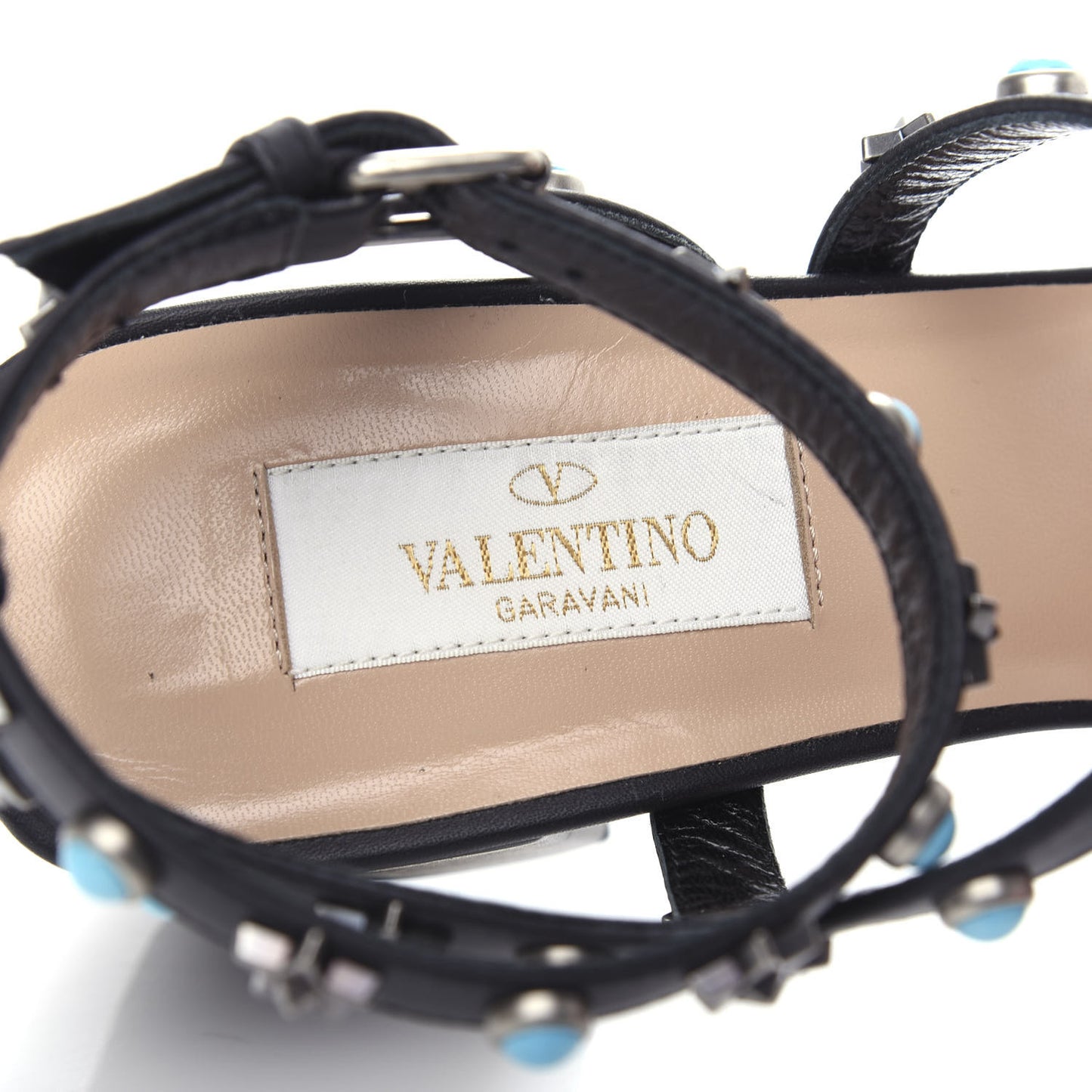 Calfskin Rockstud Rolling 60 Sandals 36.5 Black