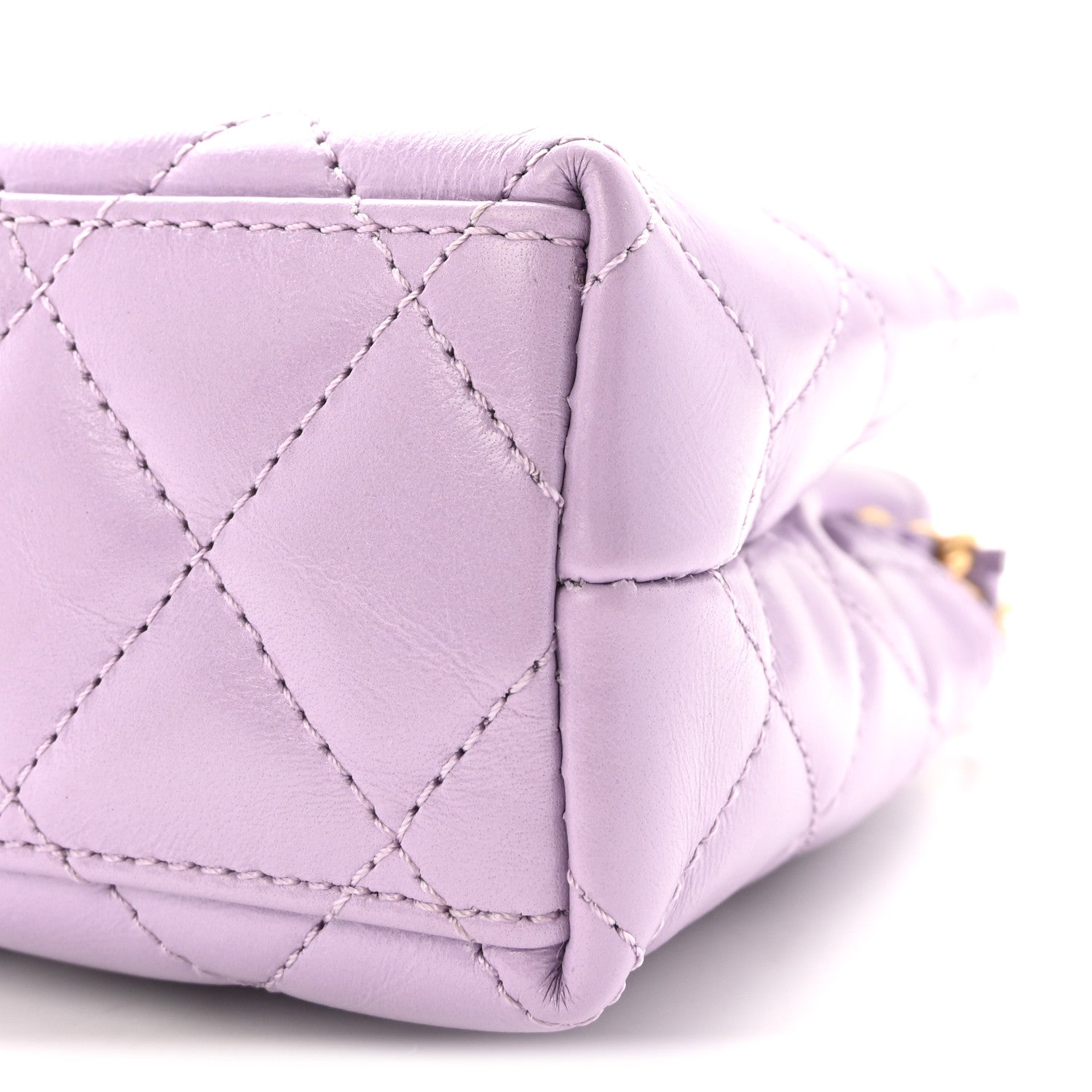 Chanel Shiny Aged Calfskin Quilted Nano Kelly Shopper Lilac 10 of 10