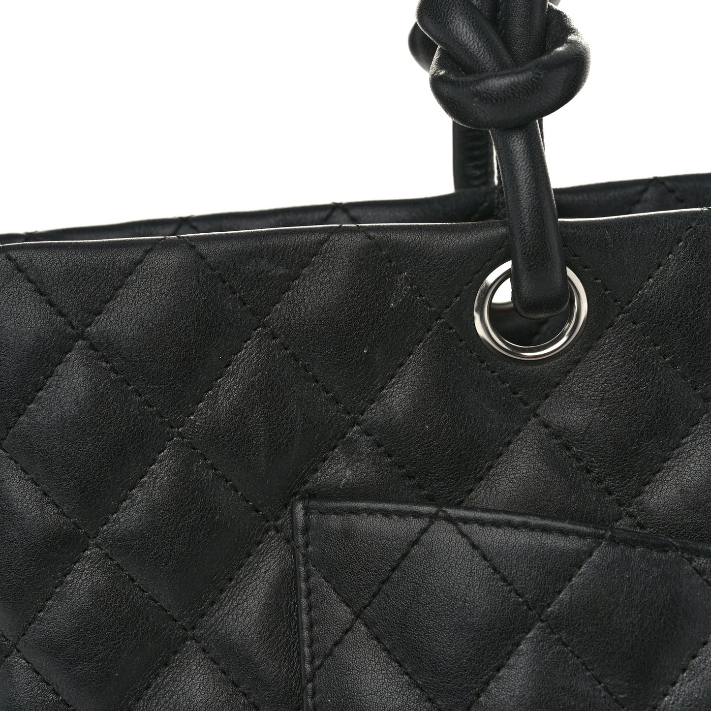 Calfskin Quilted Large Cambon Tote Black