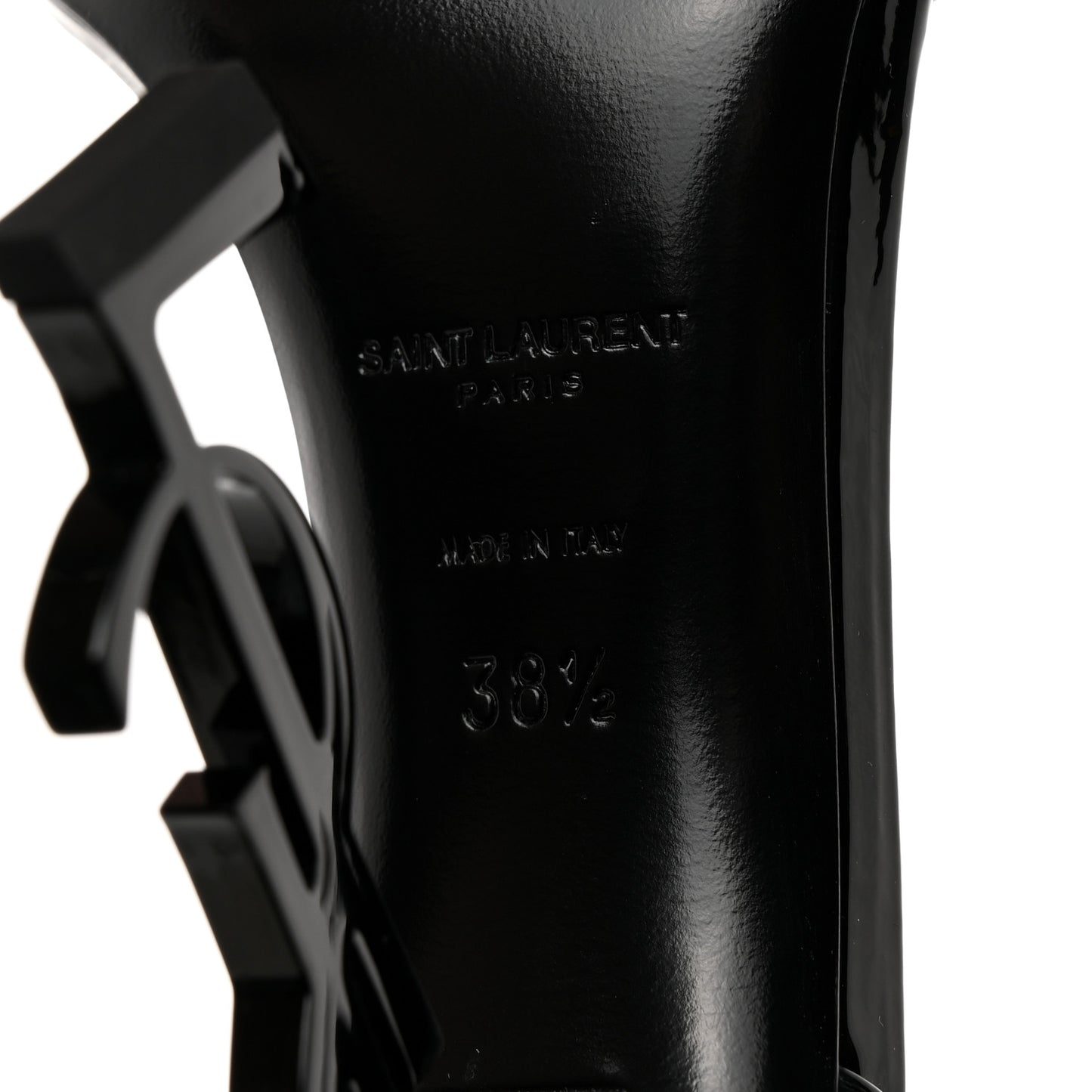 Patent Calfskin Opyum 110 Sandals 38.5 Black