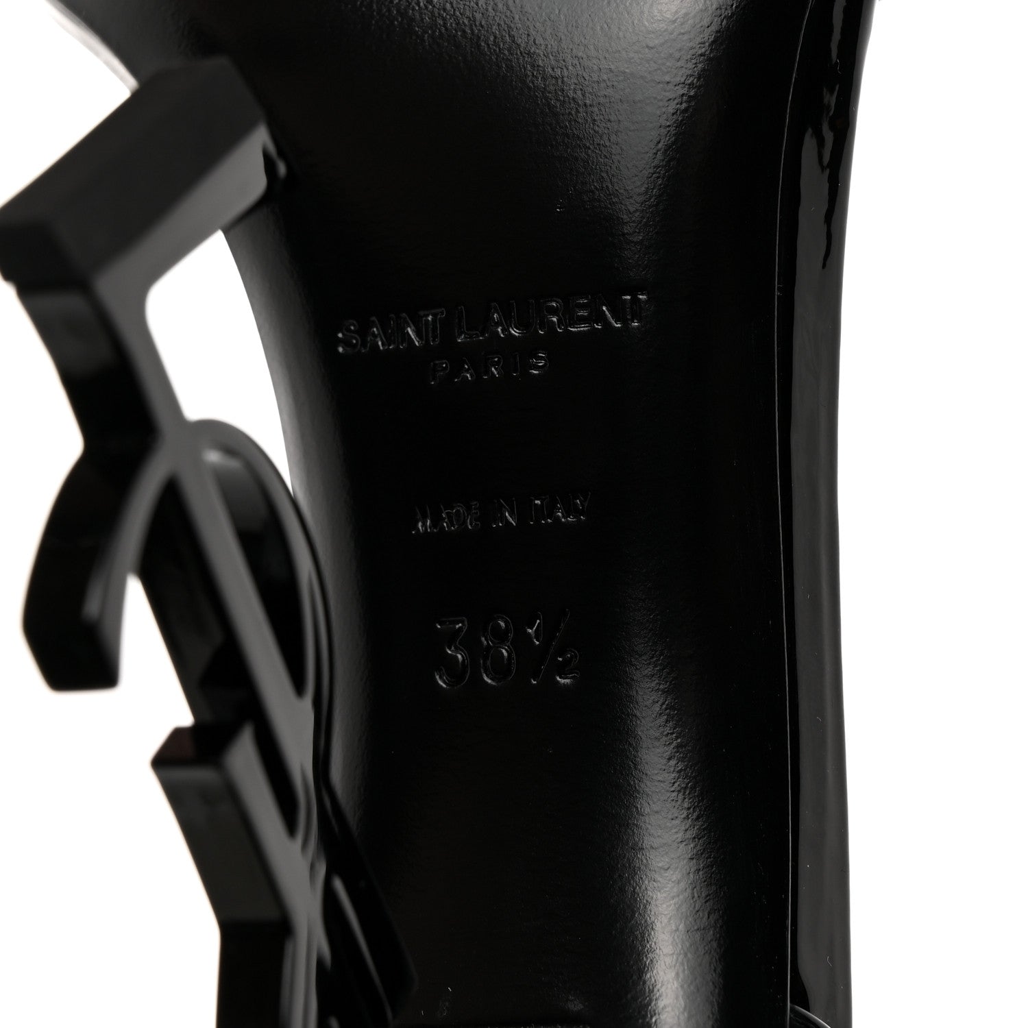 Saint Laurent Patent Calfskin Opyum 110 Sandals 38.5 Black 8 of 9